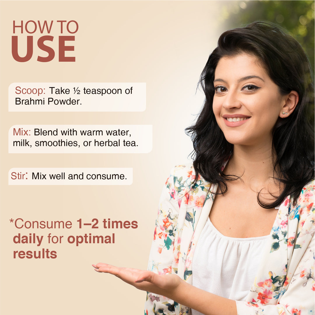 Brahmi Powder – Ayurvedic Brain Tonic for Memory & Stress Relief - Net Qty: 200g