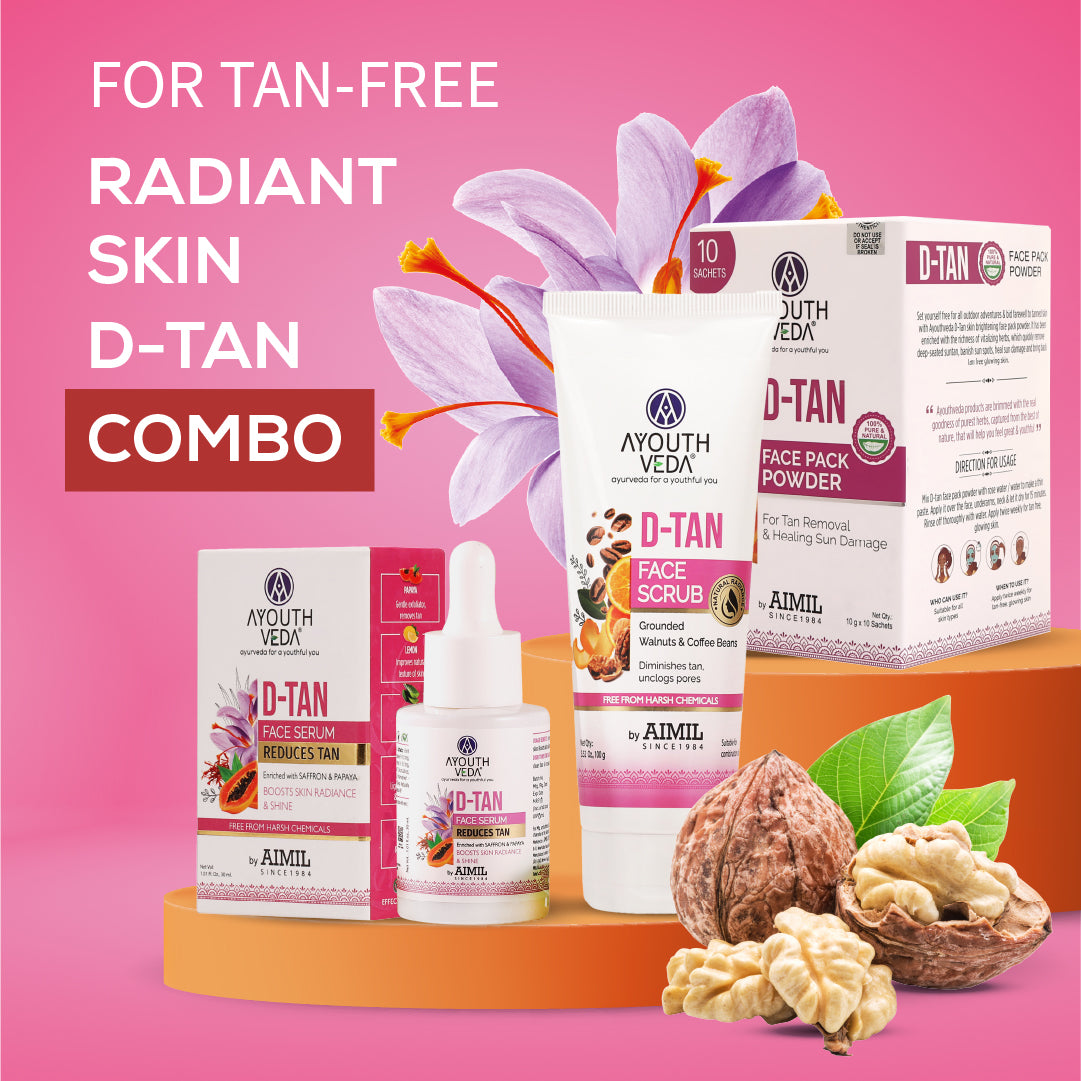Ayouthveda D-Tan Face Serum | Enriched With Saffron & Papaya | Natural De-Tanning & Skin Radiance Formula | Boost Skin Radiance & Shine - 30 ml