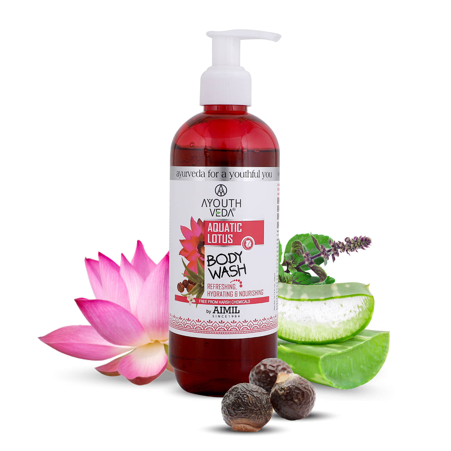 Aquatic Lotus Body Wash  With Super Hydrating & Refreshing Formula -(Net Qty-300ml) - Ayouthveda