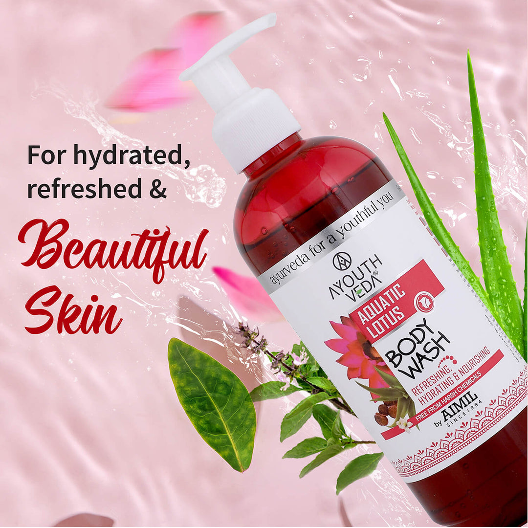 Aquatic Lotus Body Wash  With Super Hydrating & Refreshing Formula -(Net Qty-300ml) - Ayouthveda