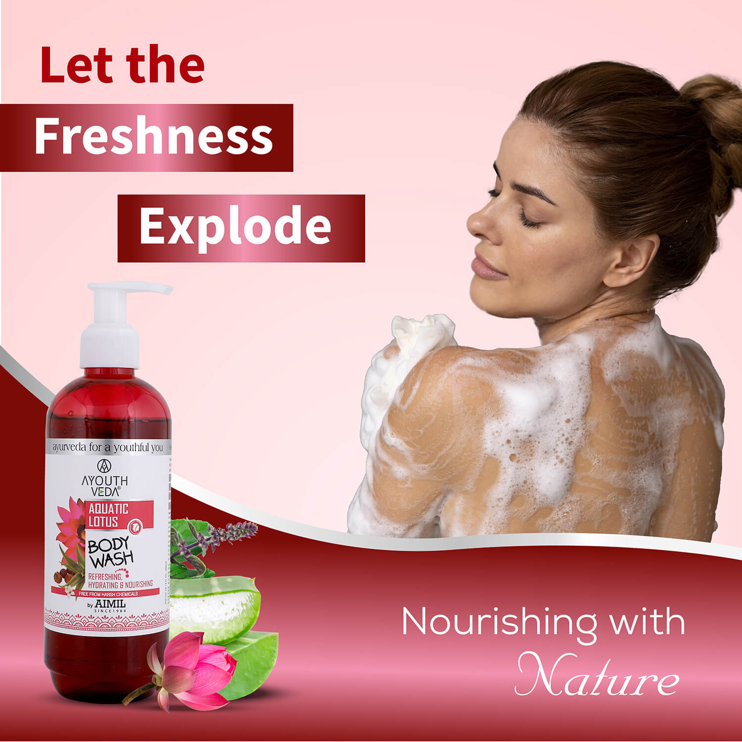 Aquatic Lotus Body Wash  With Super Hydrating & Refreshing Formula -(Net Qty-300ml) - Ayouthveda