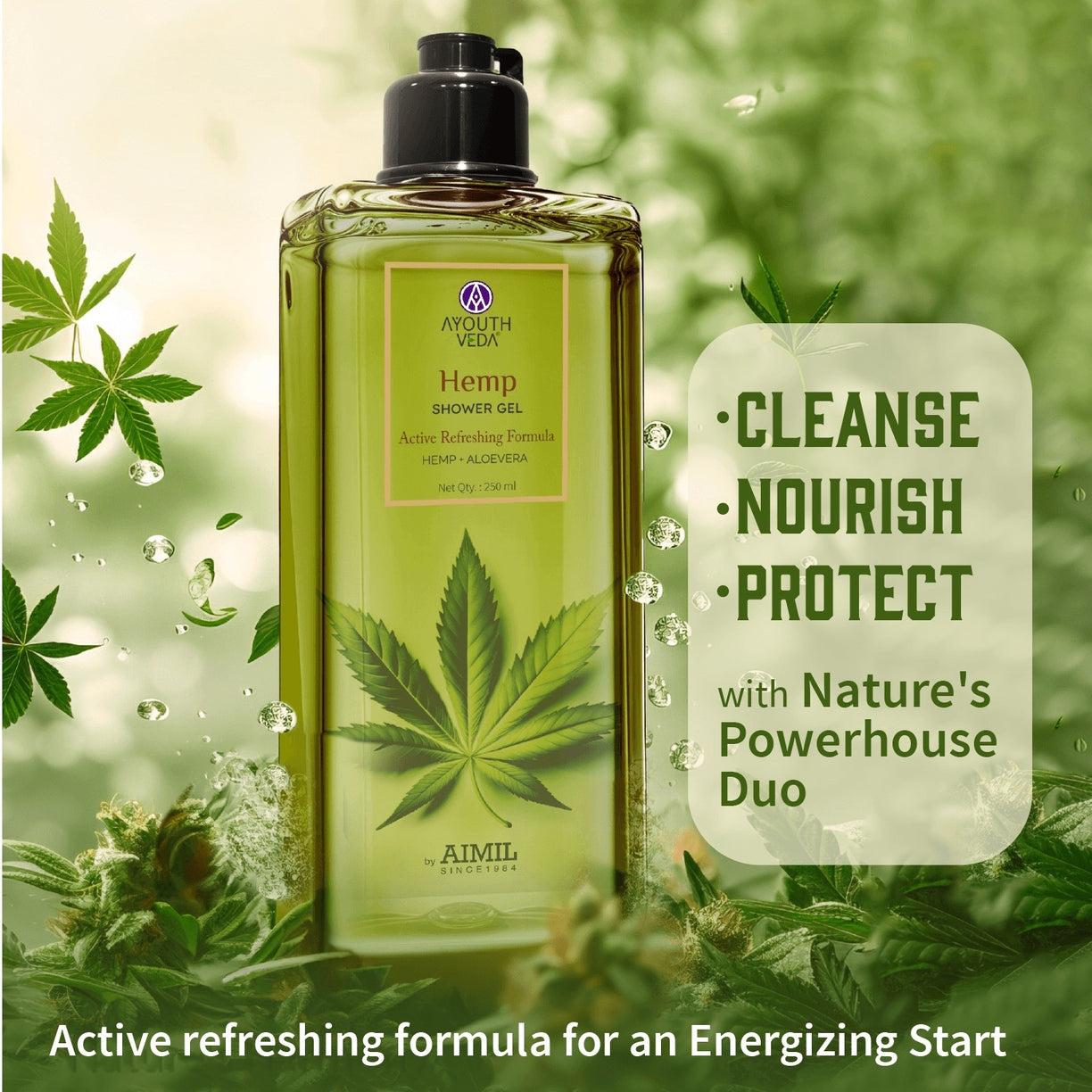 Ayouthveda Hemp Shower Gel | Calming & Hydrating Body Wash for Men & Women| Natural & Sulfate-Free Body Wash | For All Skin Types | (250 ml)