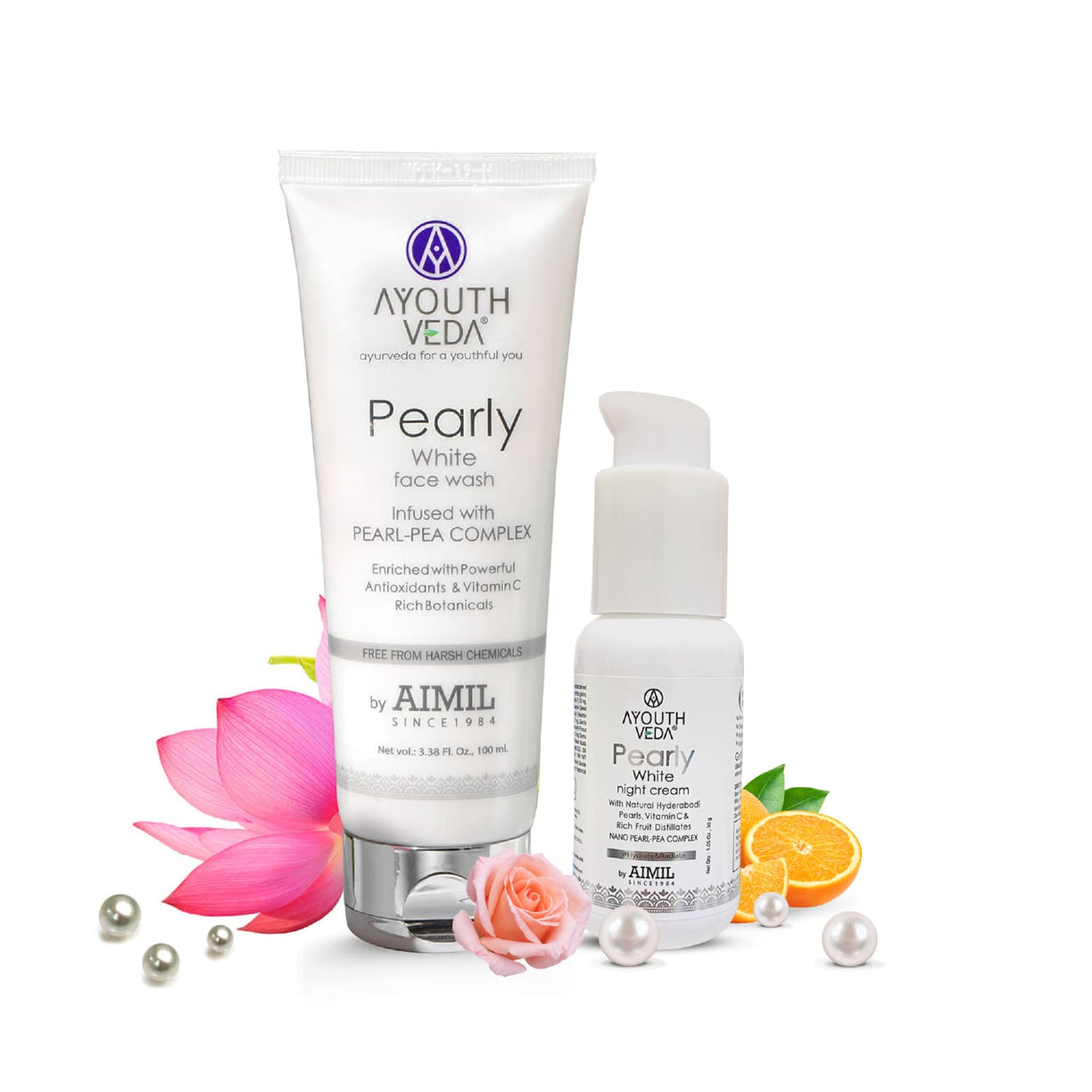 Pearly Glow Night Care Combo | Pearly face wash 100ml , Night Cream 30g - Ayouthveda