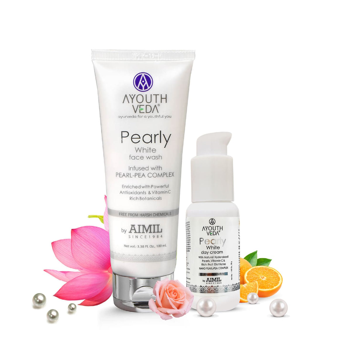 Pearly White Day Care Combo: Pearly White Face Wash (100 ml), Pearly White Day Cream (30 g) - Ayouthveda