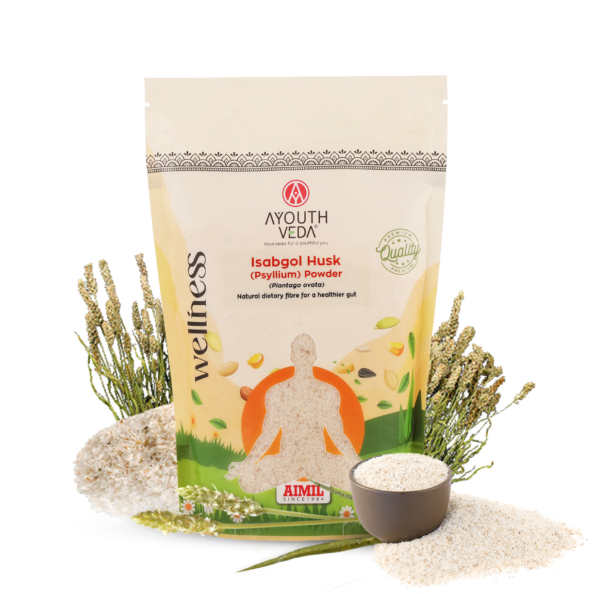 Ayouthveda Isabgol Husk Powder | Pure Plantago ovata Fibre for Constipation Relief, Gut Detox & Digestive Comfort | Natural Bulk-Forming Prebiotic for Bowel Regularity, Bloating Relief & Gut Flora Balance | Net Qty: 200g