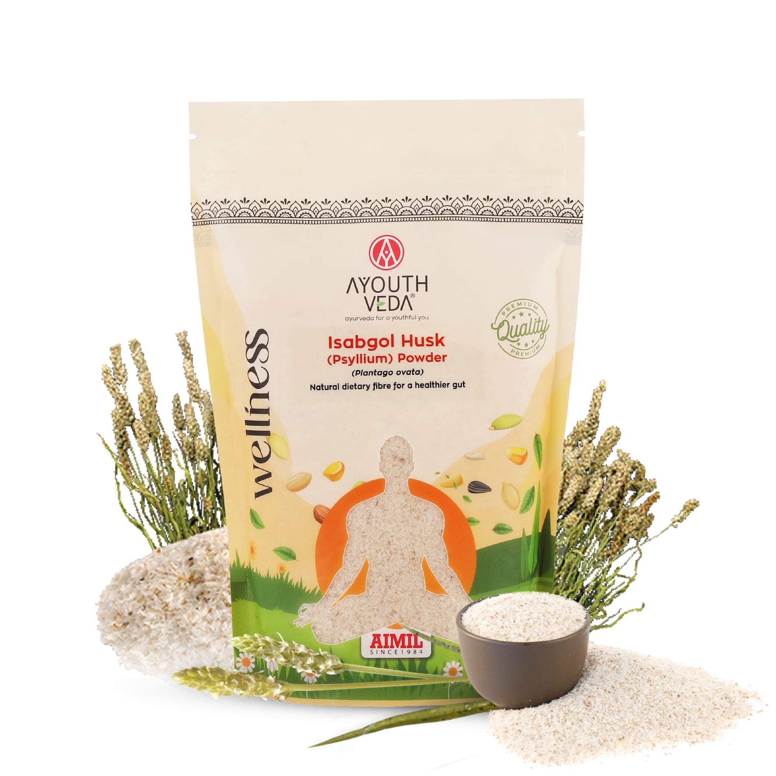 Ayouthveda Isabgol Husk Powder | Pure Plantago ovata Fibre for Constipation Relief, Gut Detox & Digestive Comfort | Natural Bulk-Forming Prebiotic for Bowel Regularity, Bloating Relief & Gut Flora Balance | Net Qty: 200g