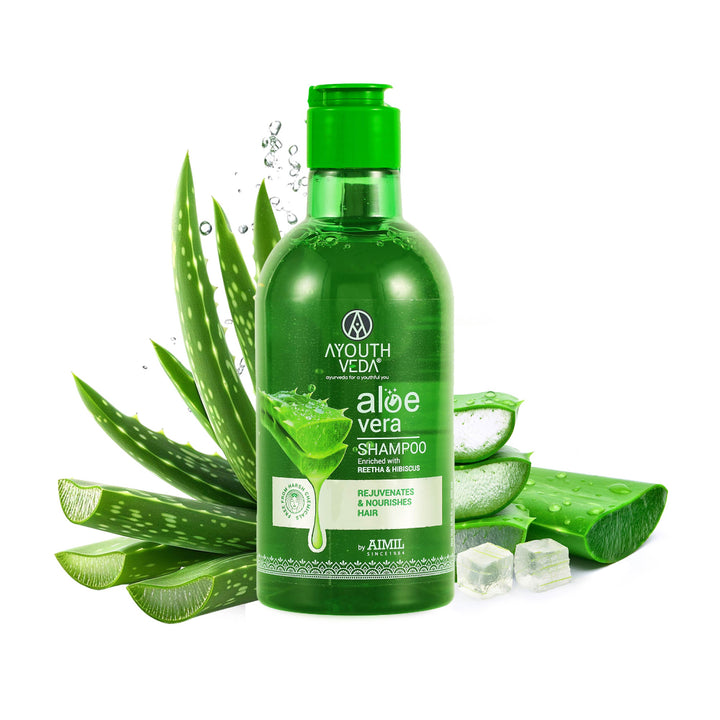 Ayouthveda Aloe Vera Shampoo for Hair Fall Control, Dandruff & Itchy Scalp | Sulphate & Paraben Free | Enriched with Aloe Vera, Reetha & Hibiscus  – 250ml