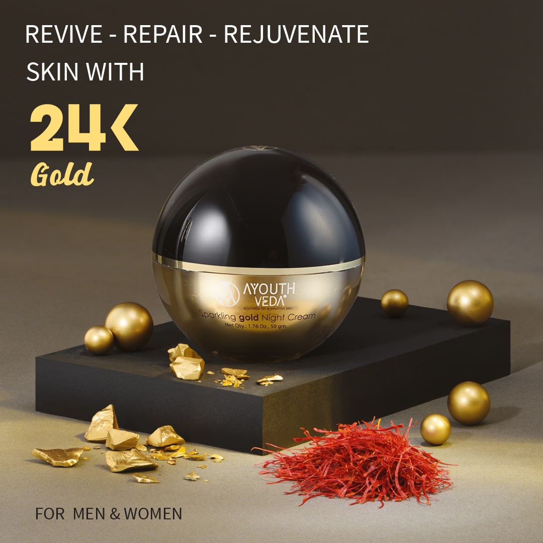 Sparkling Gold Night Cream With 24k Gold & Saffron - Ayouthveda