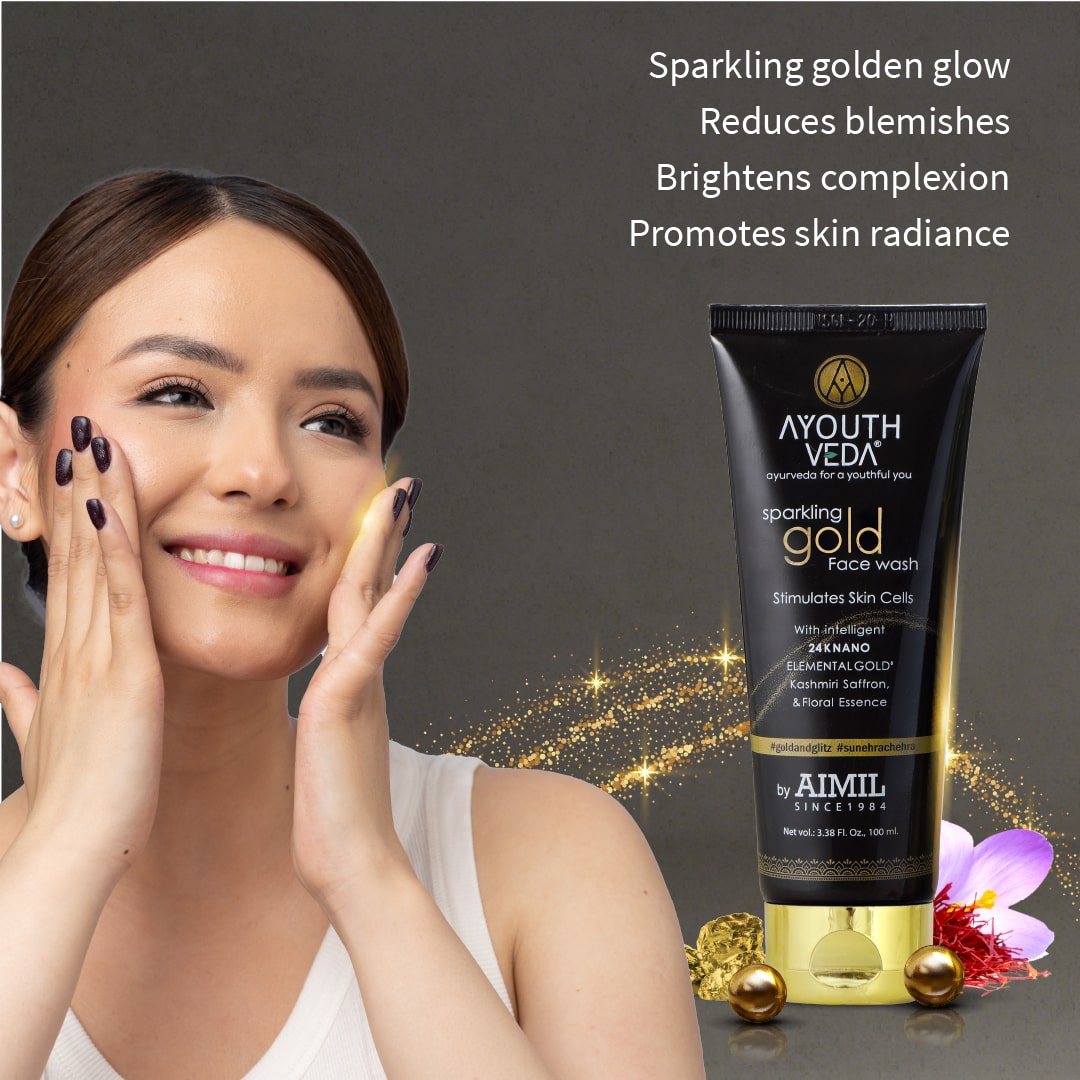 Sparkling Gold Face Wash With 24k Gold & Saffron (Net Qty-100 ml) - Ayouthveda