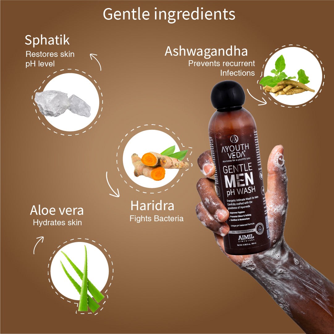 Gentle-Men pH Wash with pH balanced formula (Net Qty-180ml) - Ayouthveda
