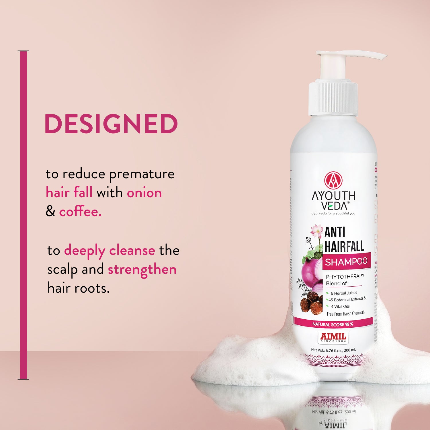 Anti-Hair Fall Shampoo with Onion and Coffee -(Net Qty- 200ml)