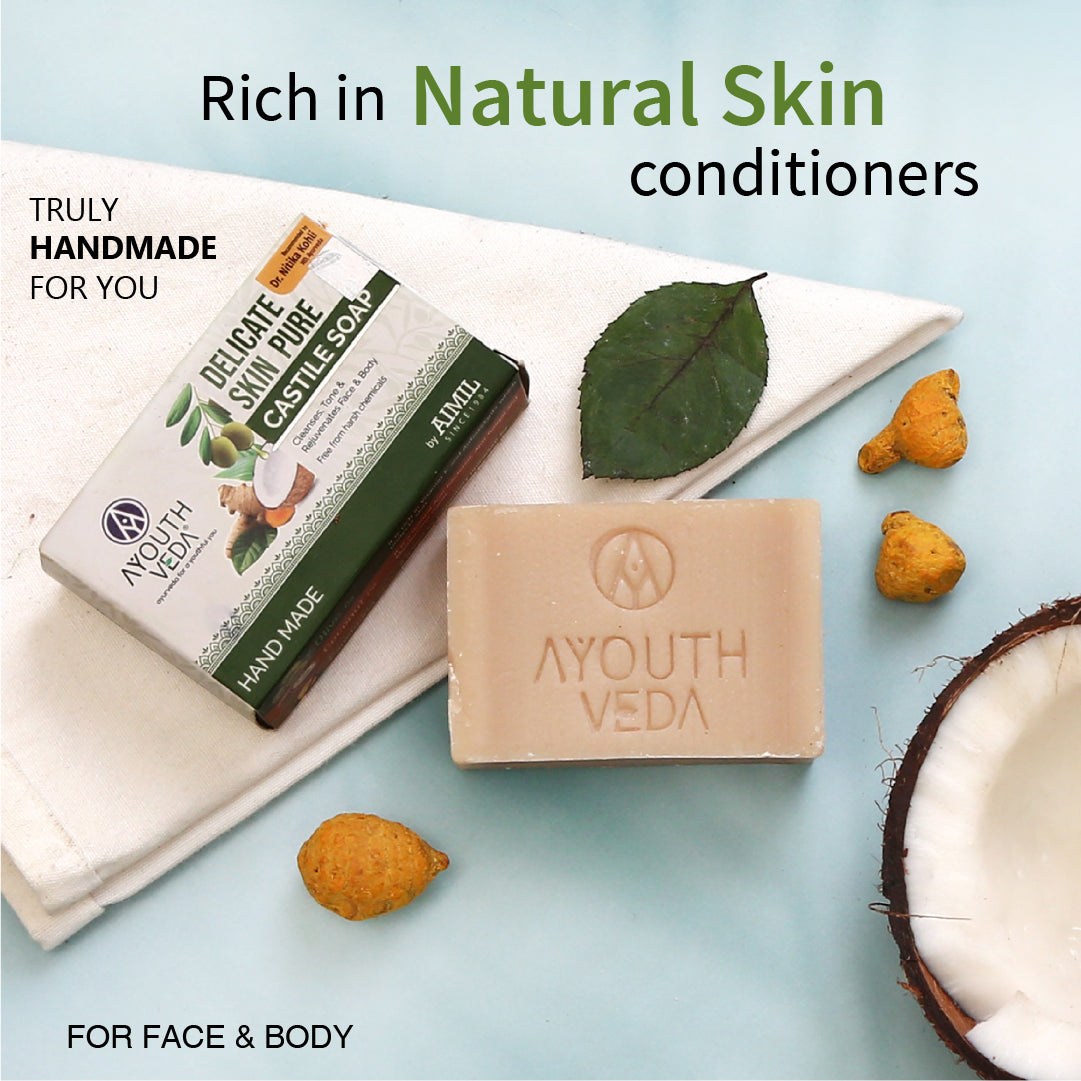 Delicate Skin Care Combo | Delicate Skin Pure Castile Soap (110g) & Delicate Skin Body Moisturizer (300 ml) - Ayouthveda