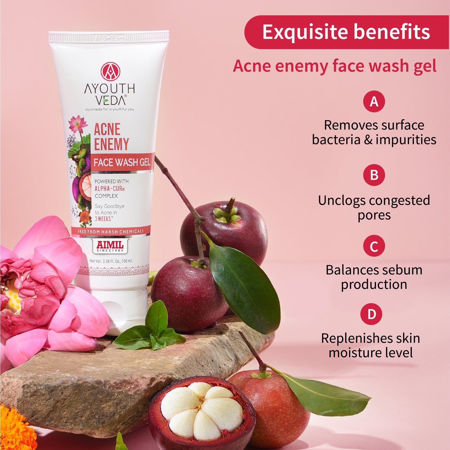 Ayouthveda Anti-Acne CTM Regime | Acne Enemy Face Wash 100 ml + Acne Enemy Clarifying Toner 100 ml + Oil Control Matiffying Moisturizer 60 g | 3-Step Clear Skin Routine for Oily & Acne-Prone Skin