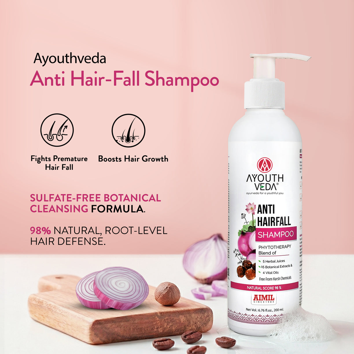 Anti-Hair Fall Shampoo with Onion and Coffee -(Net Qty- 200ml)