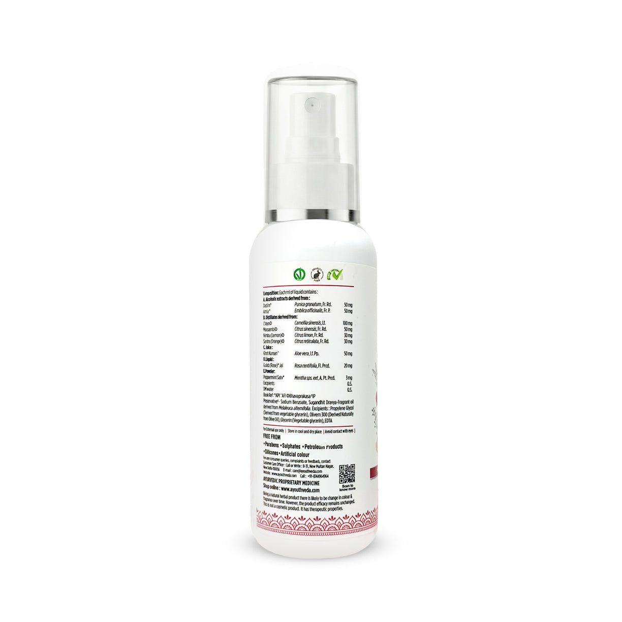 Ayouthveda Acne Enemy Clarifying Facial Toner with Pomegranate, Amla, Aloe Vera & Rose Distillate for Acne & Oil Control | Dermatologically Tested |Suitable for Oily & Acne-Prone Skin | Net Qty – 100 ml