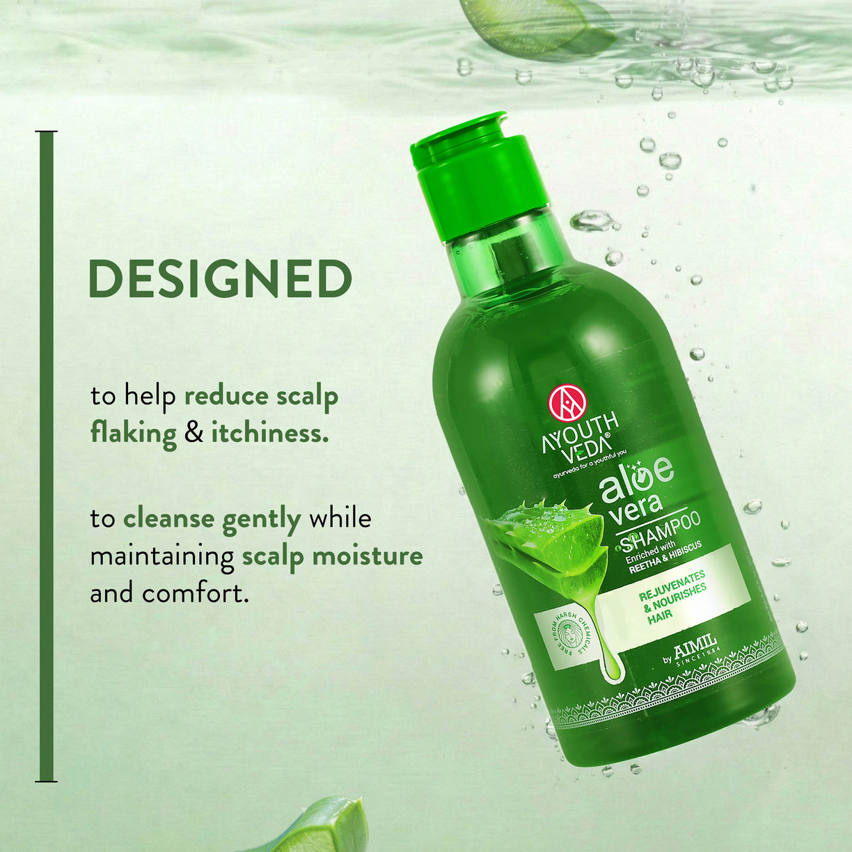 Ayouthveda Aloe Vera Shampoo for Hair Fall, Dandruff & Itchy Scalp | Root-Cause Focused Scalp Care | Phytotherapy-Based Formula | Gentle Cleansing & Scalp-Balancing| Suitable for All Hair Types | Net Qty – 250 ml
