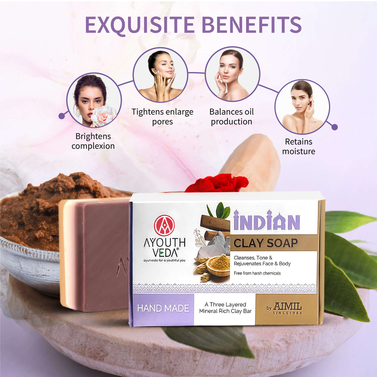Indian Clay Handmade Soap With Multani Mitti (Net Qty-100g)