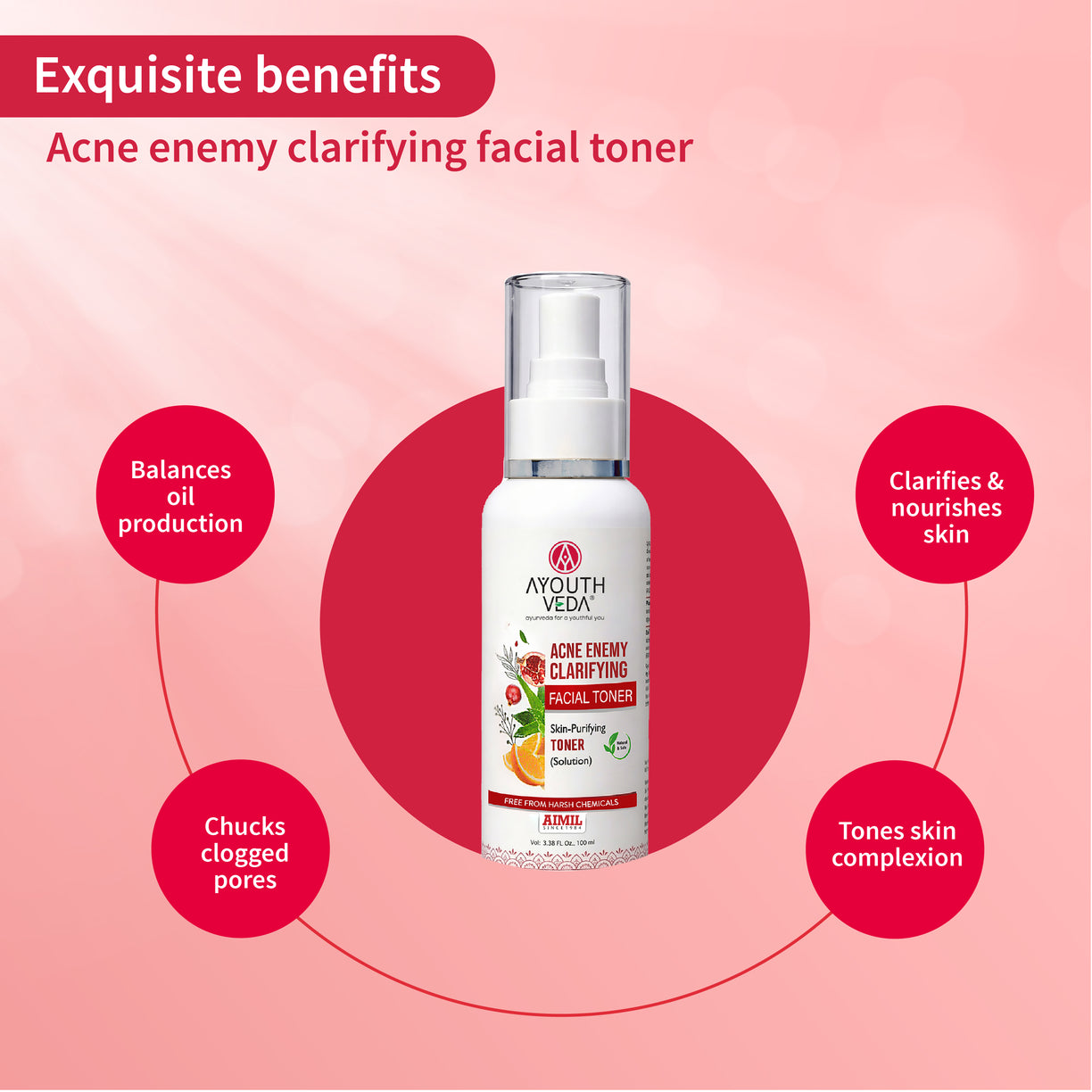 Ayouthveda Anti-Acne CTM Regime | Acne Enemy Face Wash 100 ml + Acne Enemy Clarifying Toner 100 ml + Oil Control Matiffying Moisturizer 60 g | 3-Step Clear Skin Routine for Oily & Acne-Prone Skin
