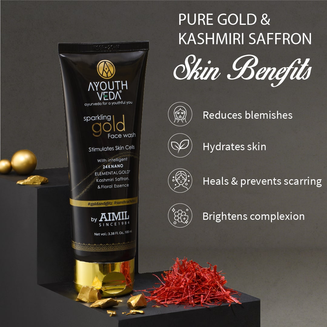 Sparkling Gold Face Wash With 24k Gold & Saffron (Net Qty-100 ml) - Ayouthveda