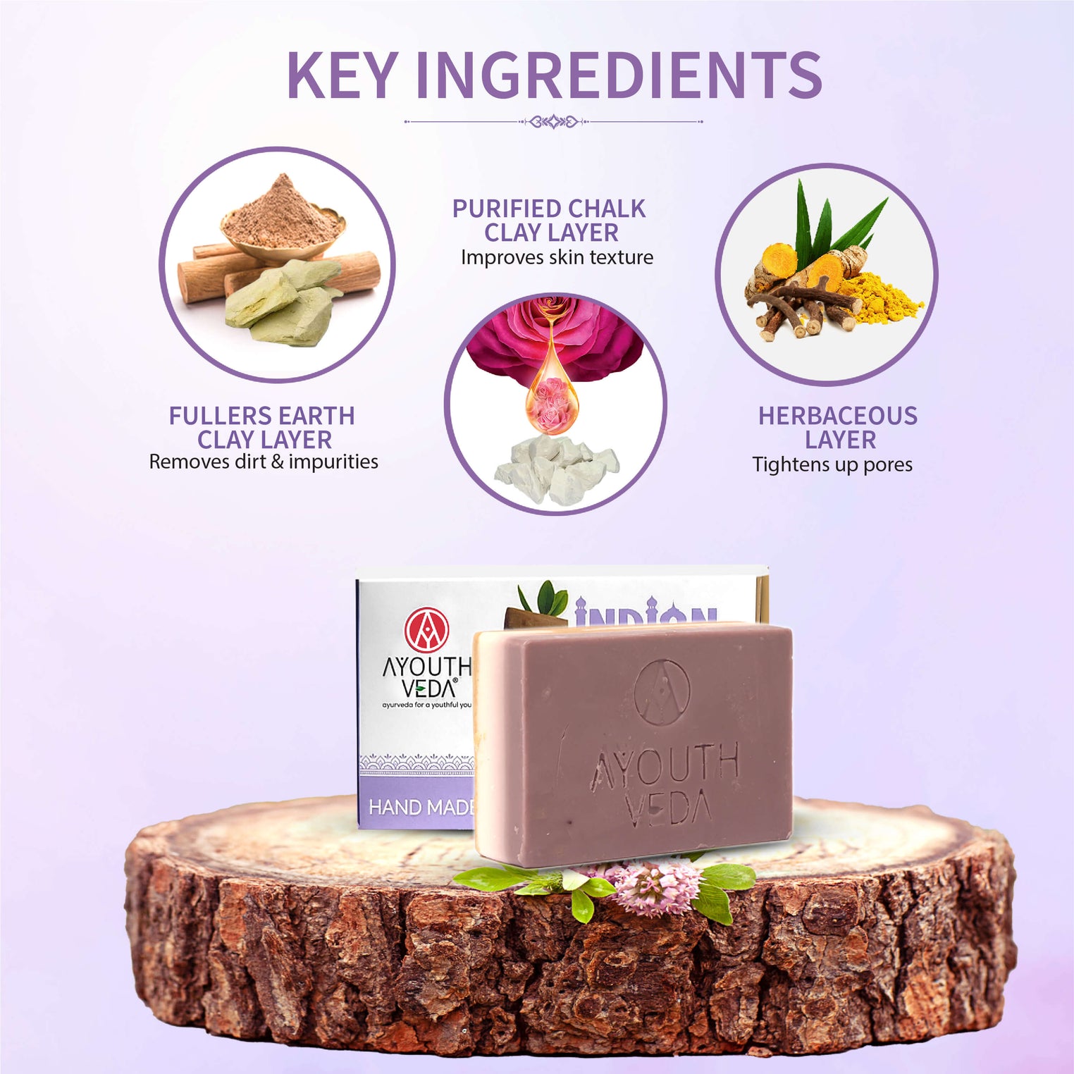 Indian Clay Handmade Soap With Multani Mitti (Net Qty-100g)