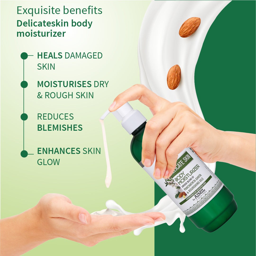 Delicate Skin Care Combo | Delicate Skin Pure Castile Soap (110g) & Delicate Skin Body Moisturizer (300 ml) - Ayouthveda