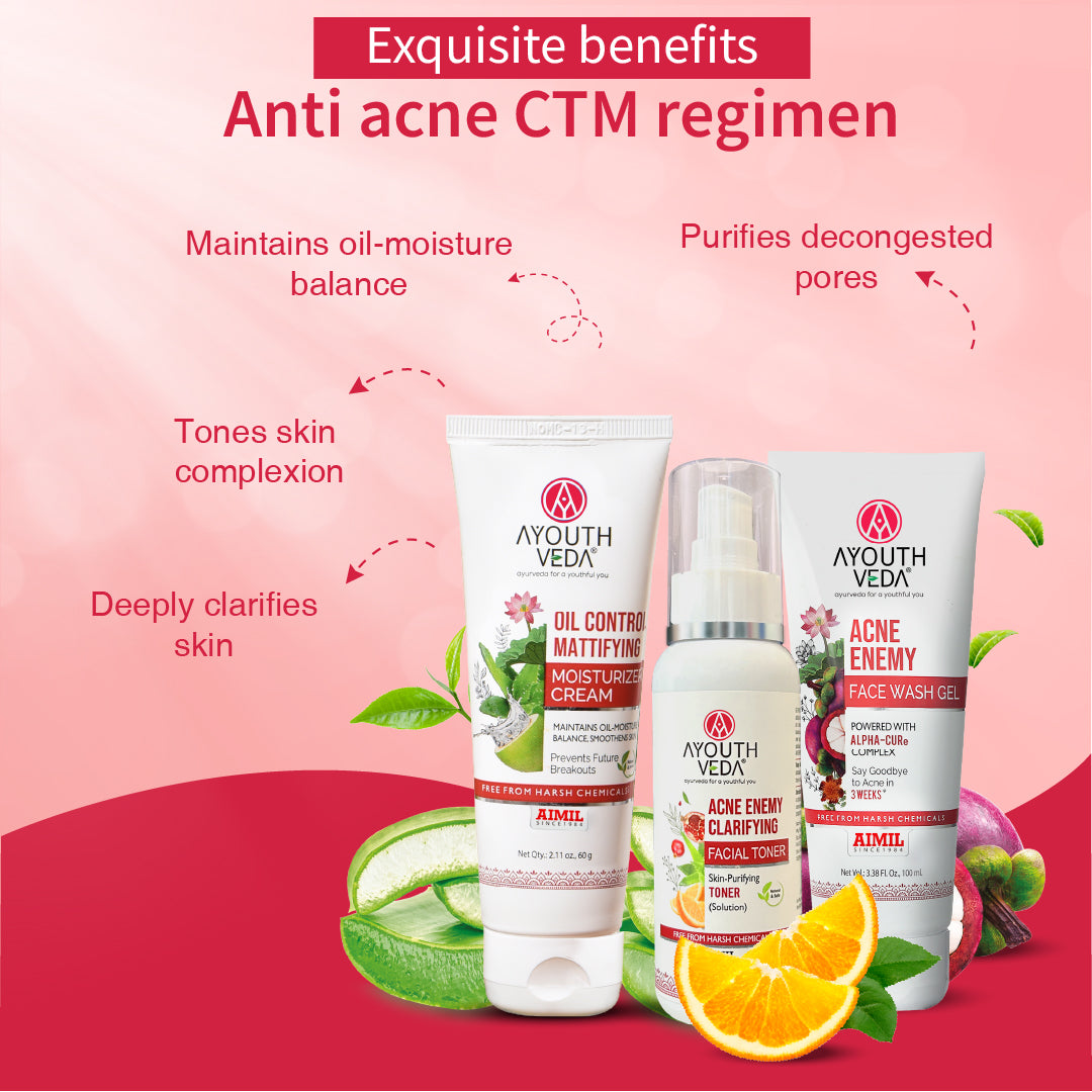 Anti Acne CTM Regimen | Acne face wash 100 ml , Acne Toner 100ml , Oil Control Cream 60g
