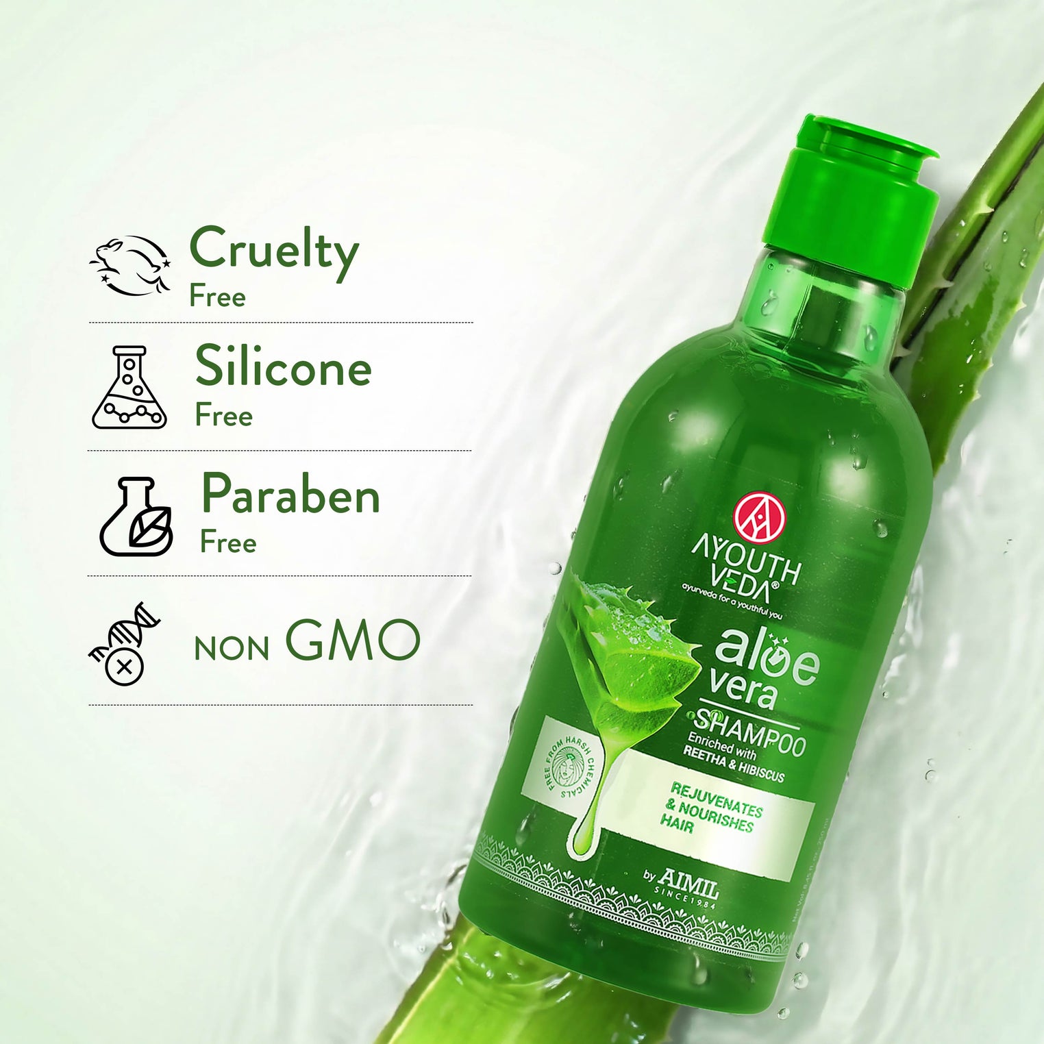 Ayouthveda Aloe Vera Shampoo for Hair Fall, Dandruff & Itchy Scalp | Root-Cause Focused Scalp Care | Phytotherapy-Based Formula | Gentle Cleansing & Scalp-Balancing| Suitable for All Hair Types | Net Qty – 250 ml