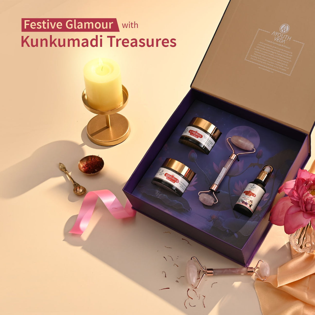 Kunkumadi Glowing Skincare Routine with Jade Roller - Ayouthveda