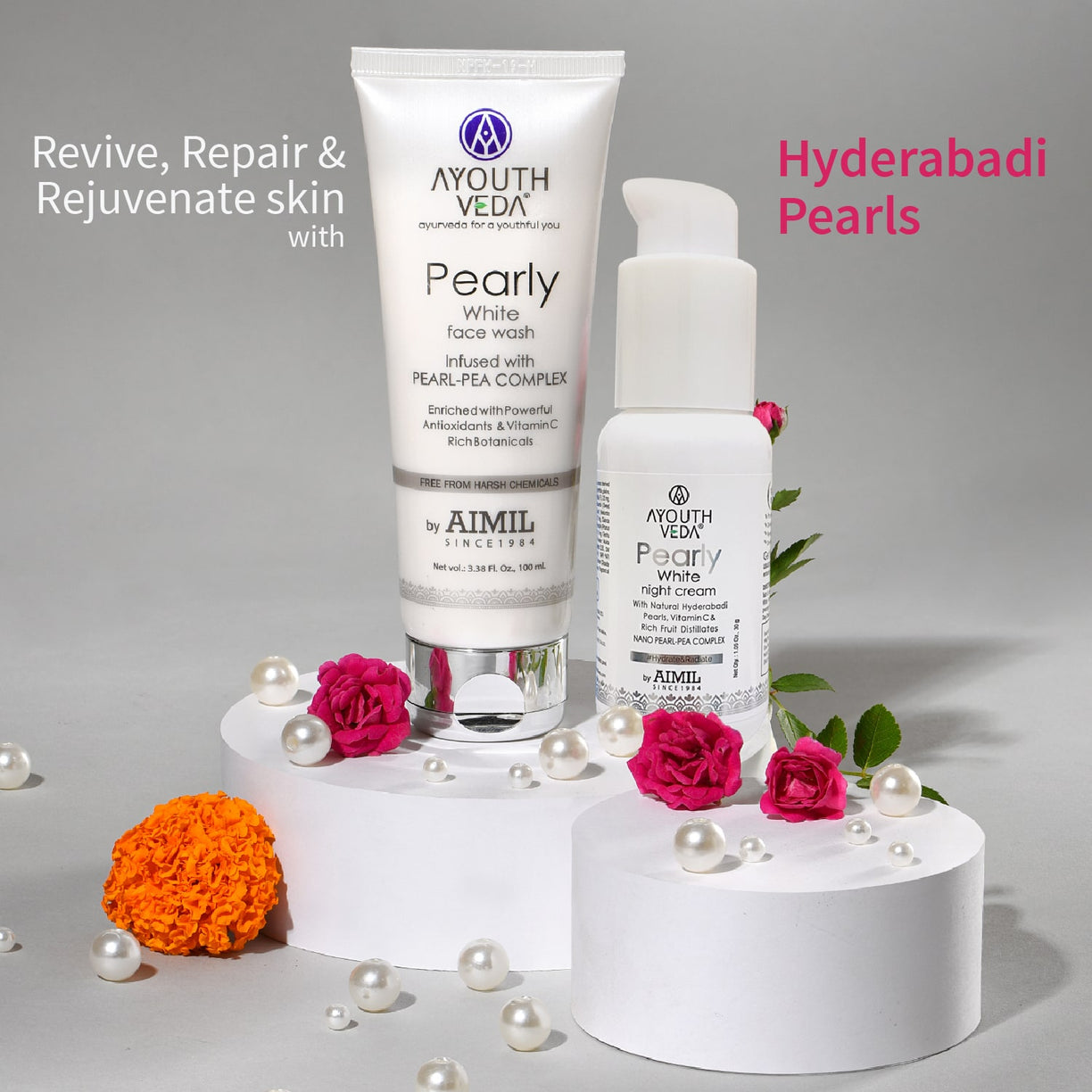 Pearly Glow Night Care Combo | Pearly face wash 100ml , Night Cream 30g - Ayouthveda