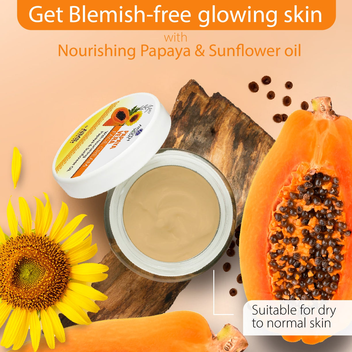 Ayouthveda Papaya Vera Face Cream | Nourishing Moisturizer for Blemish-Free, Even-Toned & Radiant Skin | With Papaya Enzymes & Sunflower Oil | Deep Hydration, Smooth Texture & Youthful Glow | 50 g