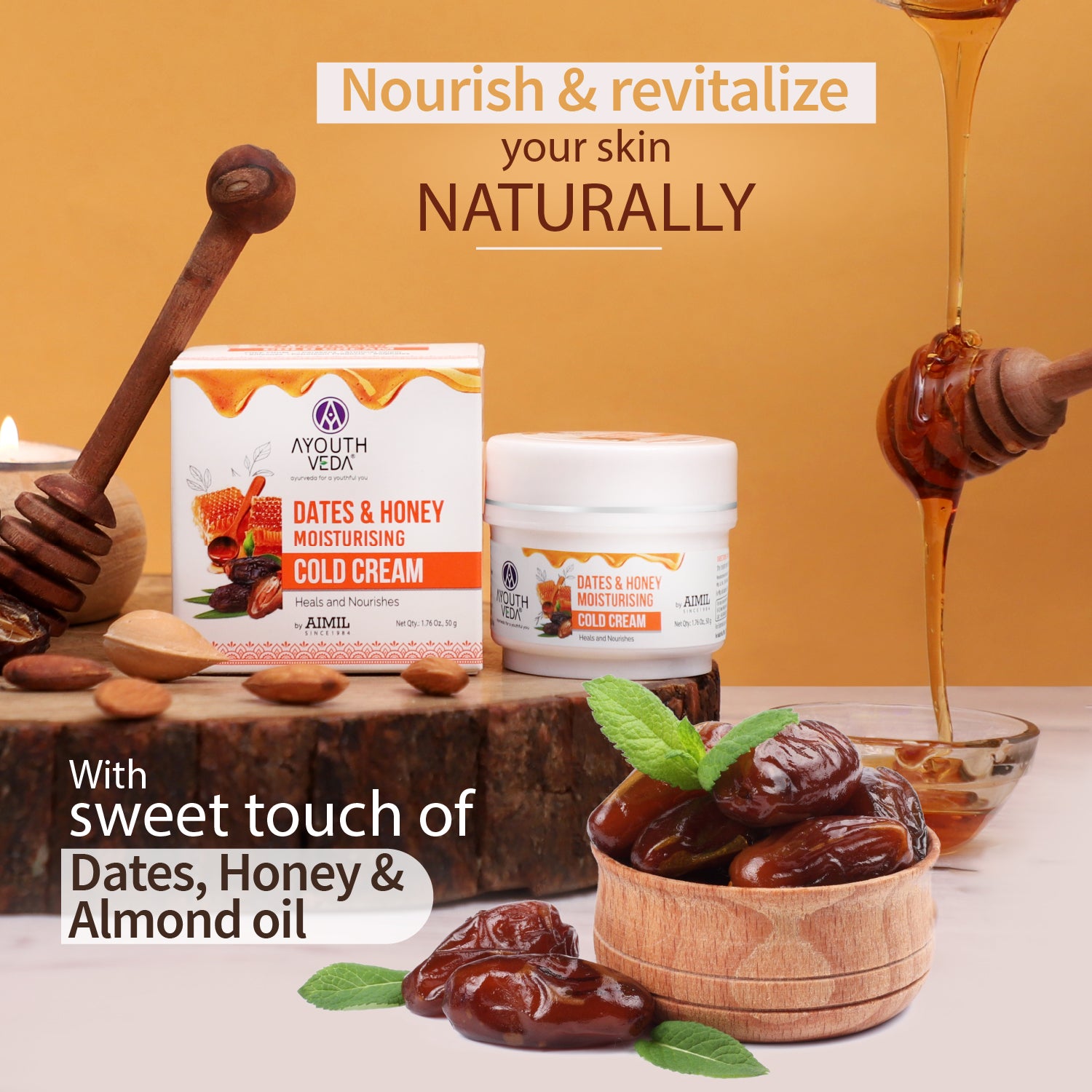 Dates & Honey Moisturising Cold Cream ( Net Qty -50g) - Ayouthveda