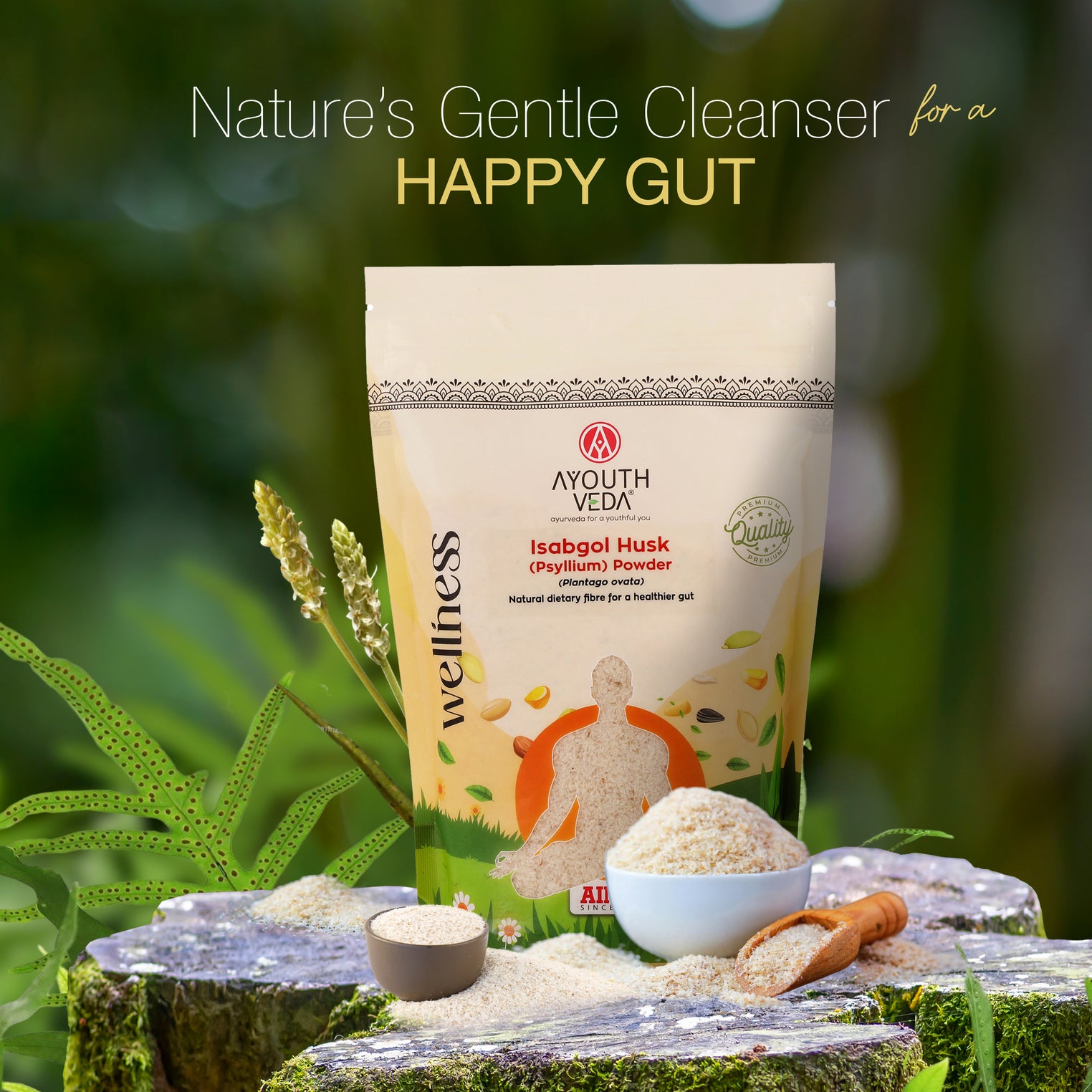 Ayouthveda Isabgol Husk Powder | Pure Plantago ovata Fibre for Constipation Relief, Gut Detox & Digestive Comfort | Natural Bulk-Forming Prebiotic for Bowel Regularity, Bloating Relief & Gut Flora Balance | Net Qty: 200g