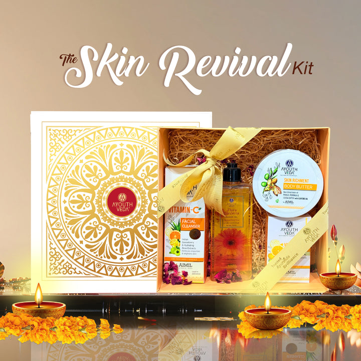 Skin Revival Kit: Skin Richment Body Butter (200 g), Vitamin-C Face Serum (30 ml), Vitamin-C Facial Cleanser (100 g), Flora Gardenia Shower Gel (250 ml)