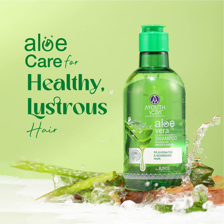 Ayouthveda Aloe Vera Shampoo for Hair Fall Control, Dandruff & Itchy Scalp | Sulphate & Paraben Free | Enriched with Aloe Vera, Reetha & Hibiscus  – 250ml