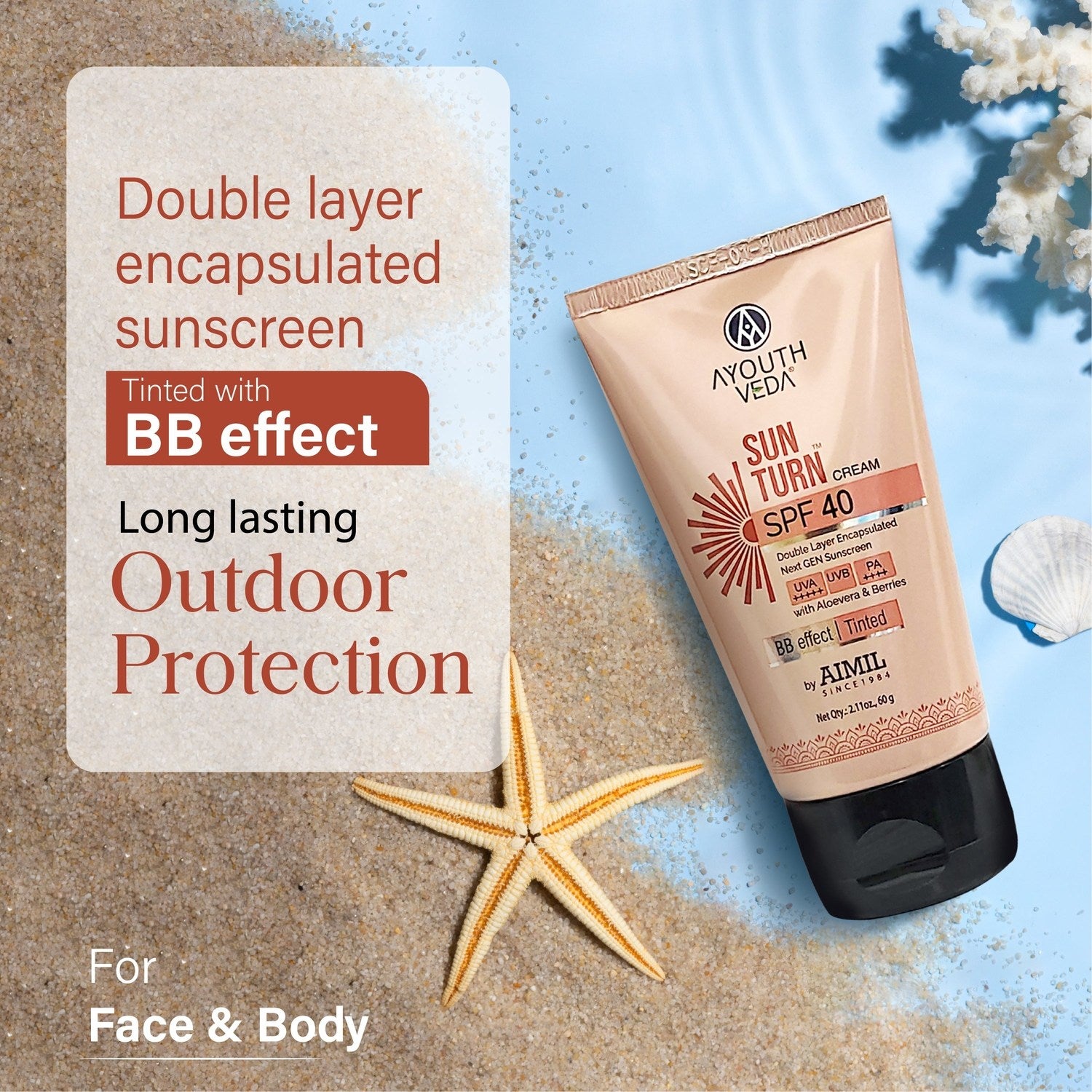 Sun Turn Cream SPF 40 With Zinc Oxide Aloevera & Berries 60g