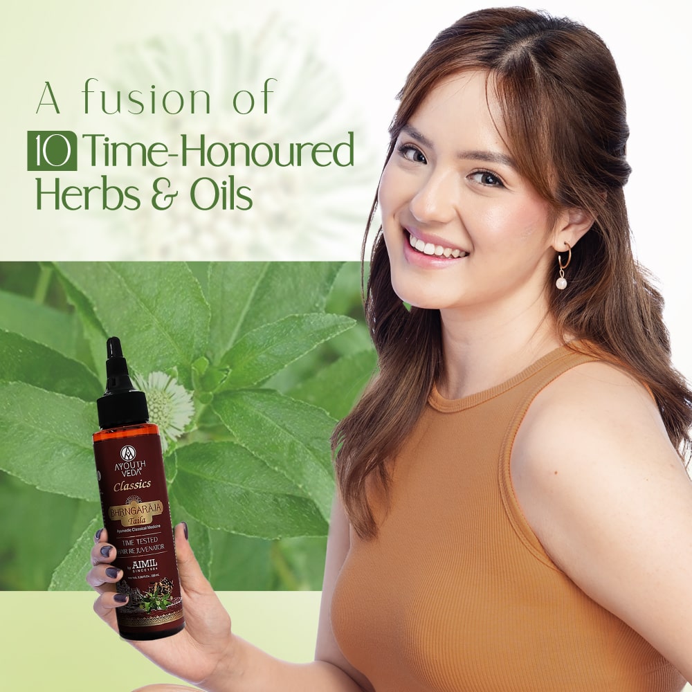 Ayouthveda Bhrngaraja Taila | Hair Strengthening Oil Fortified With Bhringraj & Manjistha | Reduces Hair Loss, Boosts Growth & Improves Scalp Health | With 10 Nourishing Herbs & Oils for Soft, Strong & Beautiful Hair | Net Qty 100 ml