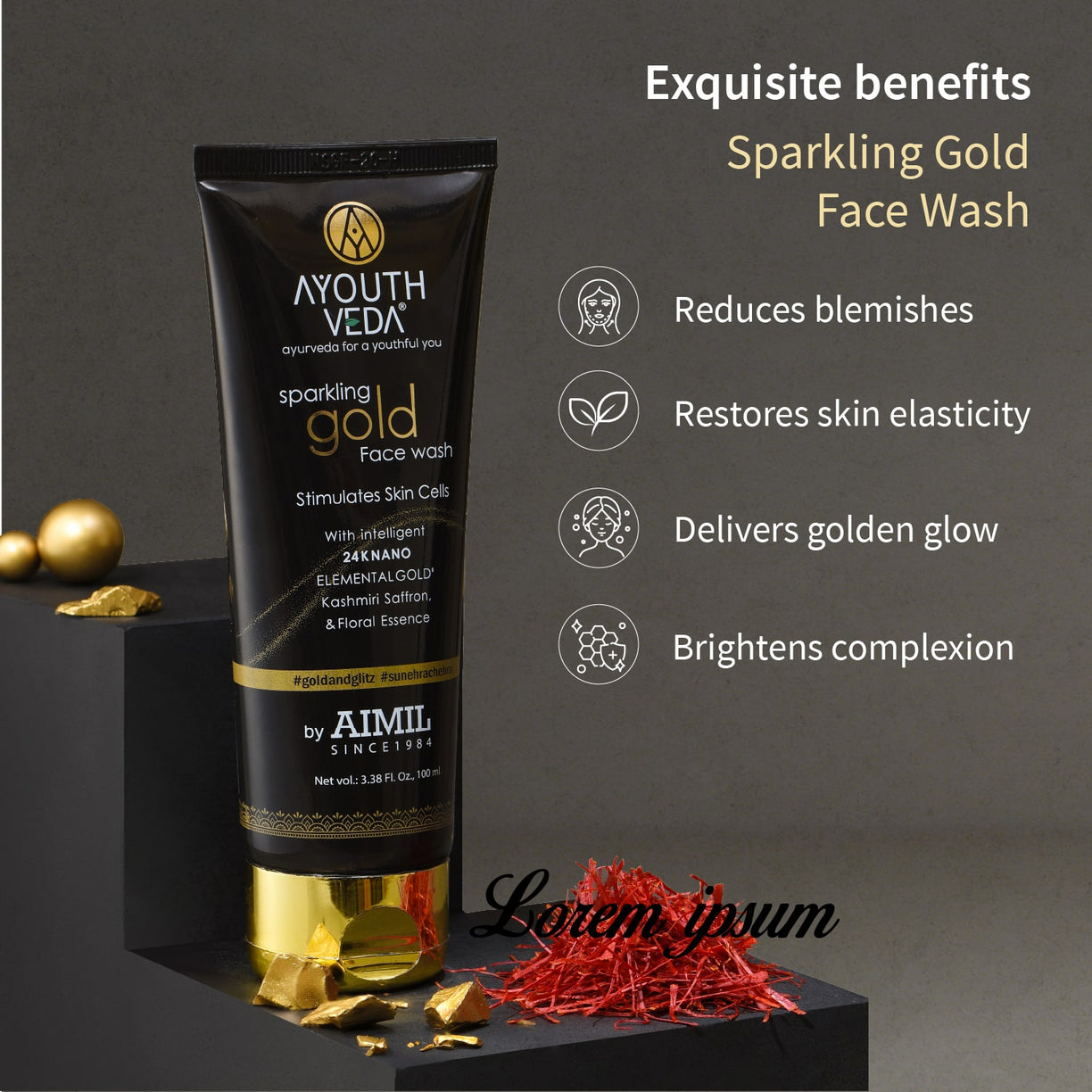 Golden Glow Night Care Combo | Gold face wash 100ml , Night Cream 30g - Ayouthveda