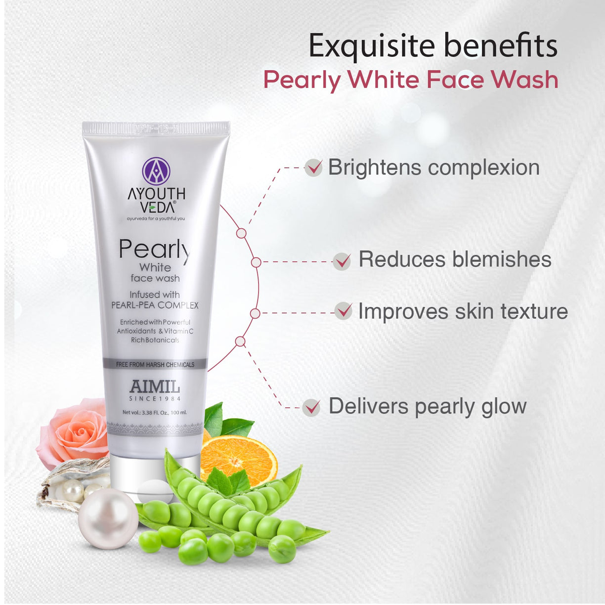 Pearly Glow Night Care Combo | Pearly face wash 100ml , Night Cream 30g - Ayouthveda