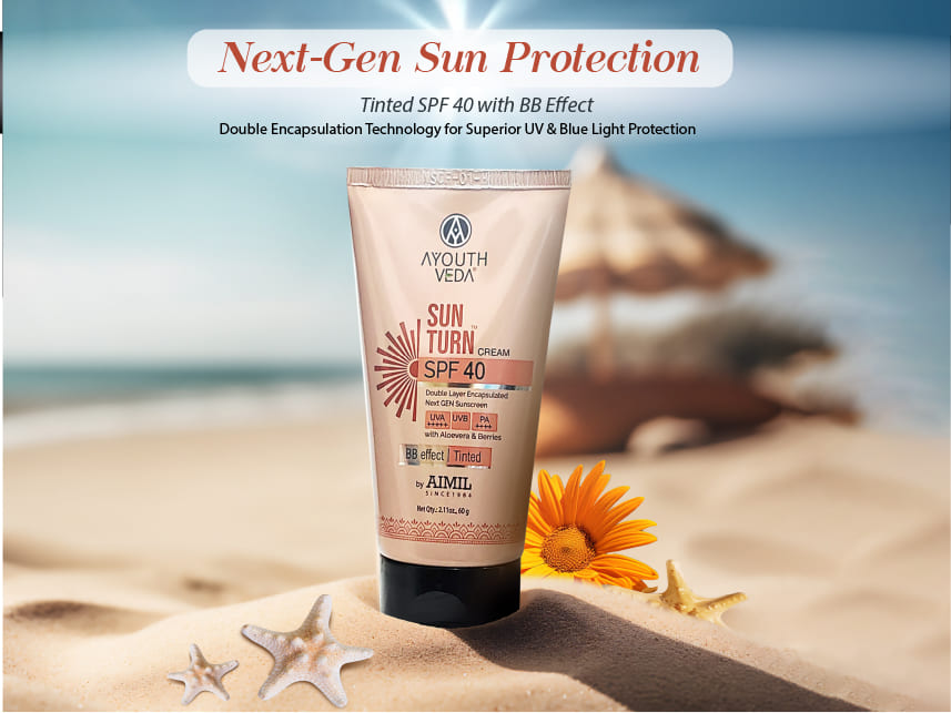 Sun Turn Cream SPF 40 - Double Layer Encapsulated Sunscreen - Tinted with BB Effect - PA++++ - UVA(+++++)/UVB Protection - Blue Light Defense - Enriched with Zinc Oxide, Aloe Vera & Berries - Net.Qty:- 60g
