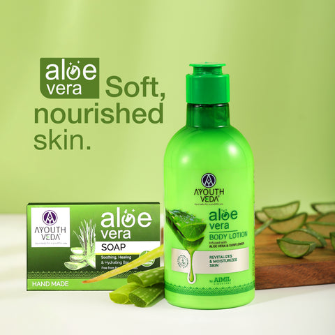 aloe vera soap for face Aloe Vera Soap 100g + Aloe Vera Body Lotion 250 ml – Ayouthveda