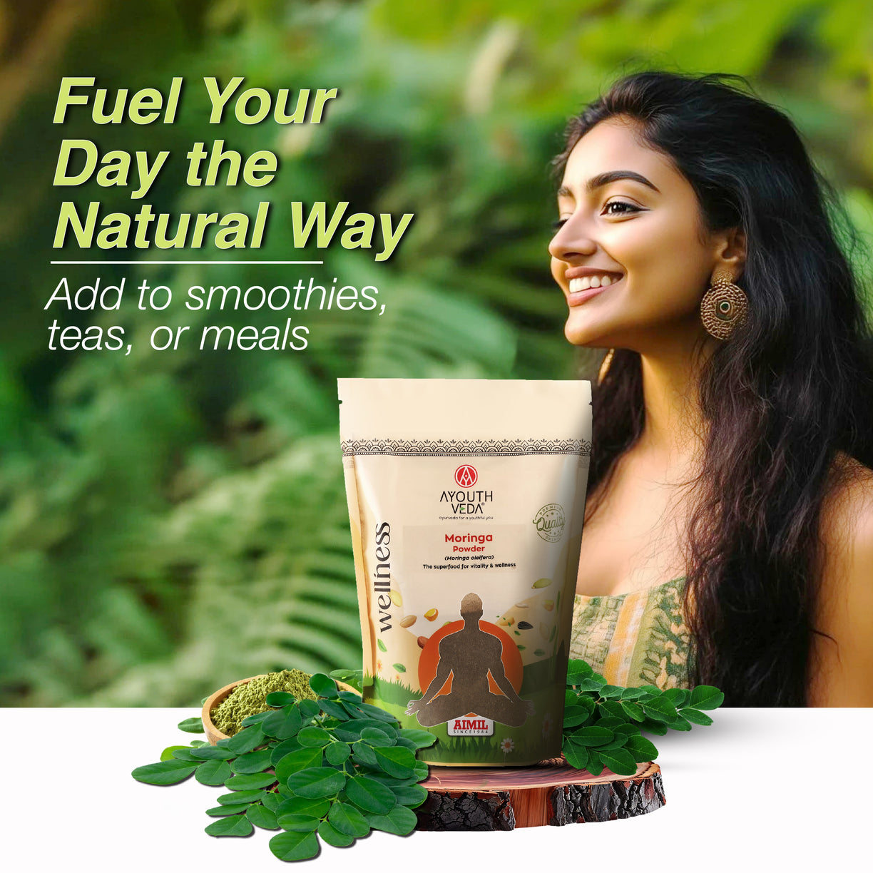 Ayouthveda Moringa Powder | Pure Moringa oleifera Leaf Superfood for Daily Detox, Immunity & Natural Vitality | Nutrient-Dense, Antioxidant-Rich & Vegan Wellness Support | Ideal for Energy, Digestion & Overall Health | Net Qty: 200g