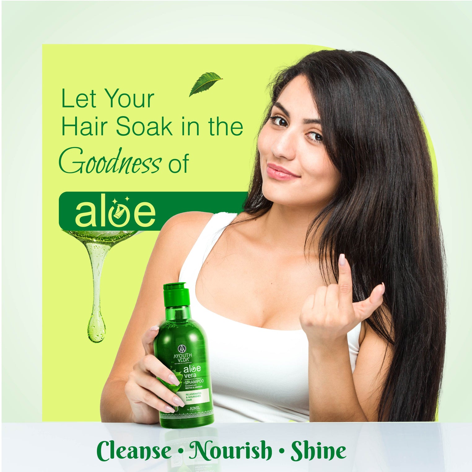 Ayouthveda Aloe Vera Shampoo for Hair Fall Control, Dandruff & Itchy Scalp | Sulphate & Paraben Free | Enriched with Aloe Vera, Reetha & Hibiscus  – 250ml