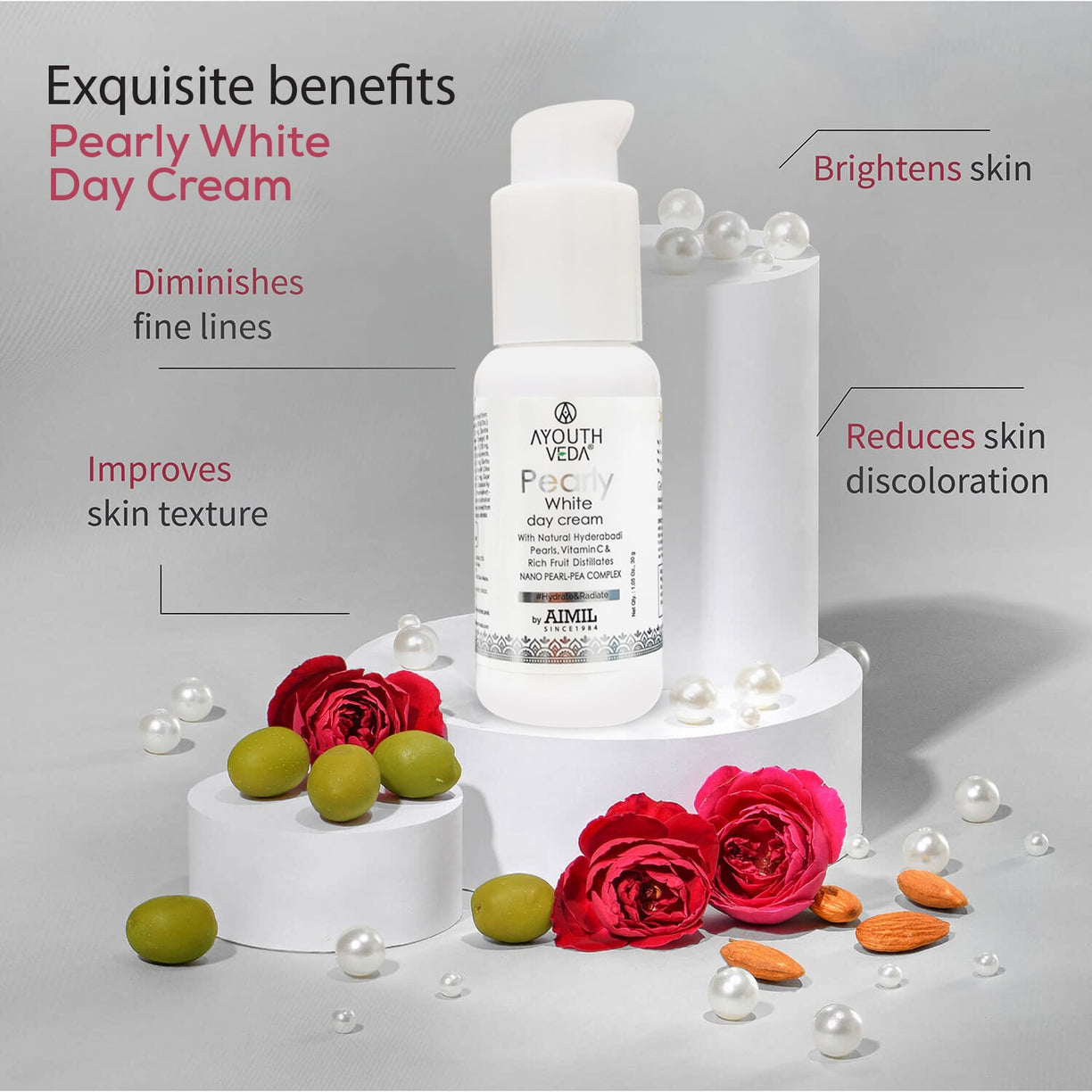Pearly White Day Care Combo: Pearly White Face Wash (100 ml), Pearly White Day Cream (30 g) - Ayouthveda