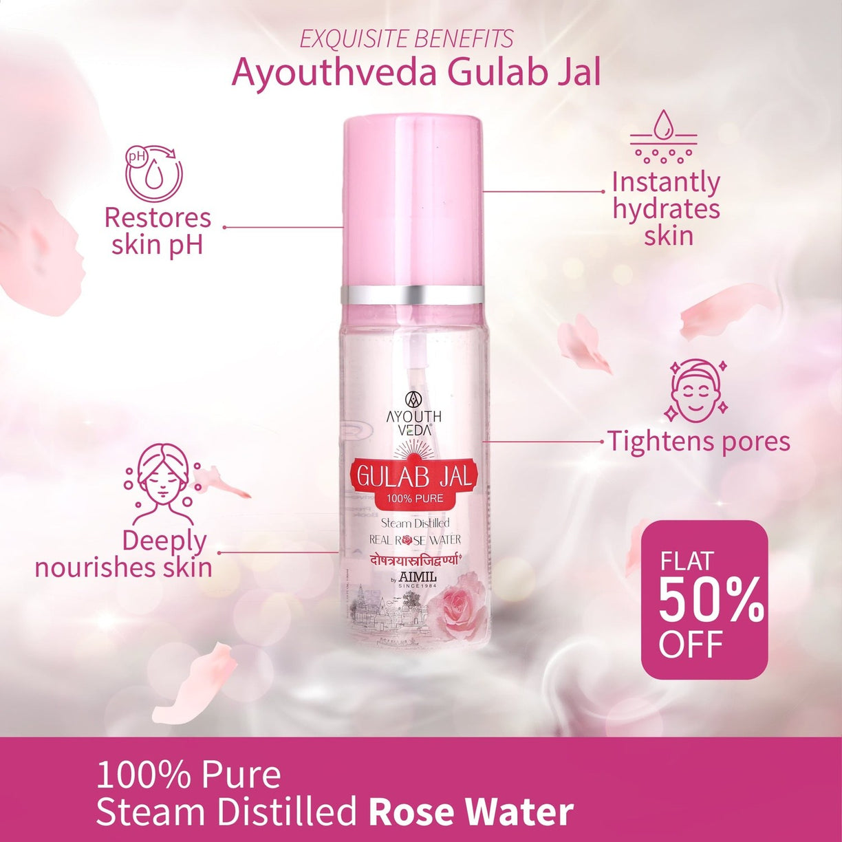 D-Tan Delight Combo: D-Tan Face Pack Powder (10g × 8), Gulab Jal (100 ml) - Ayouthveda