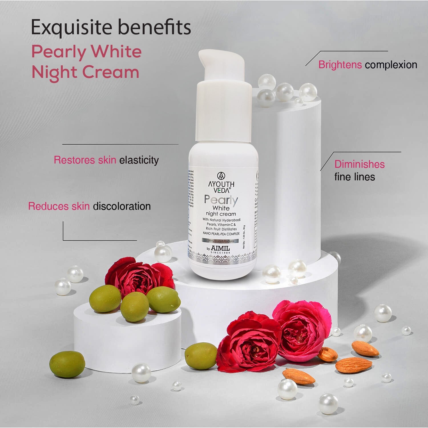 Pearly Glow Night Care Combo | Pearly face wash 100ml , Night Cream 30g - Ayouthveda