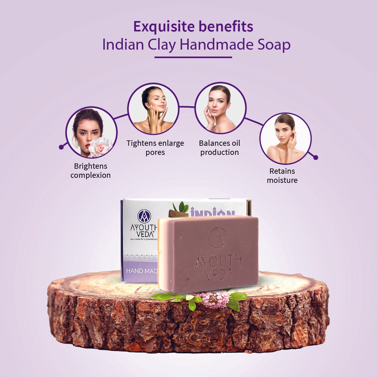 Face & Body Brightening Combo: Pearly White Face Wash (100 ml), Indian Clay Soap (100 gm) - Ayouthveda