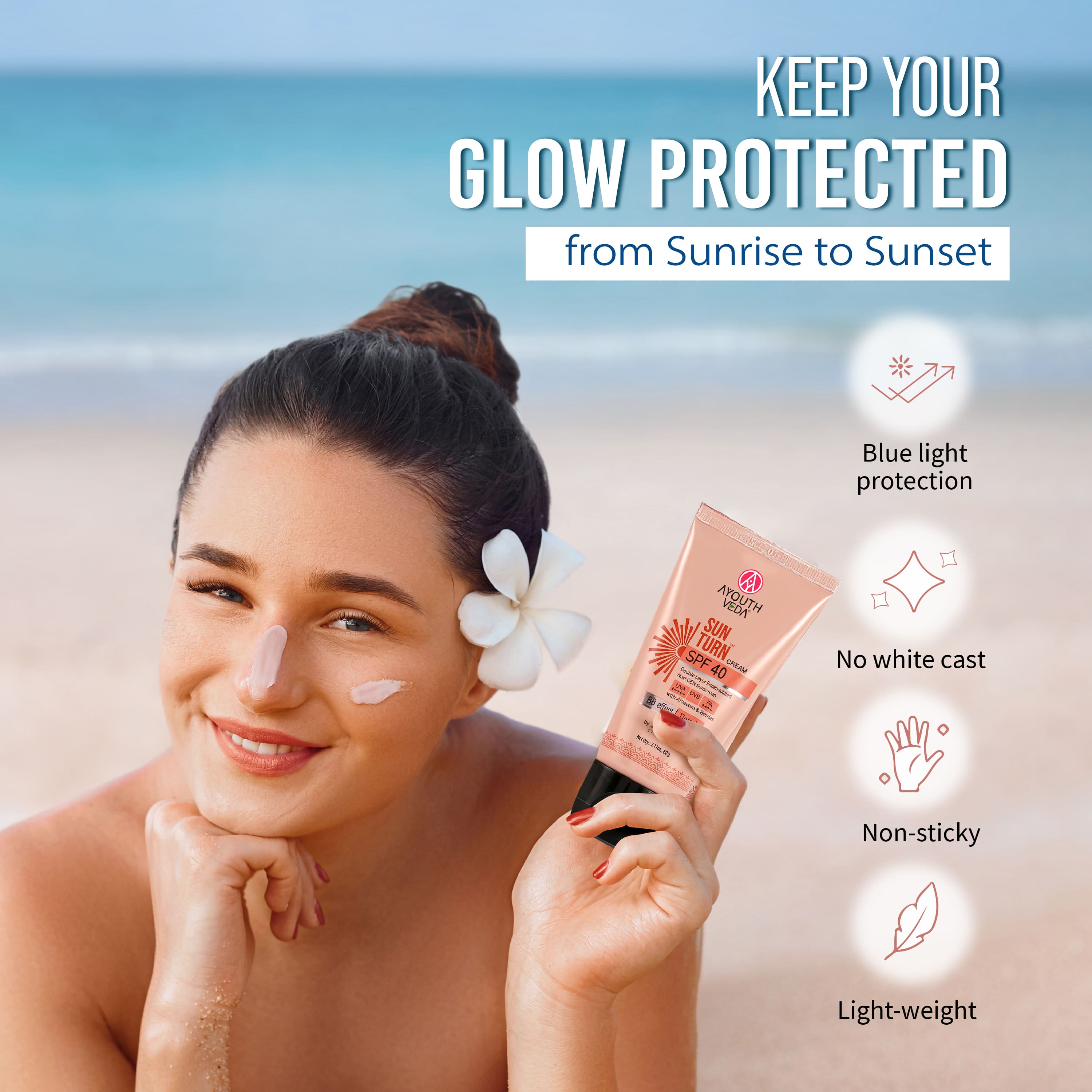 Sun Turn Cream SPF 40 With Zinc Oxide Aloevera & Berries 60g