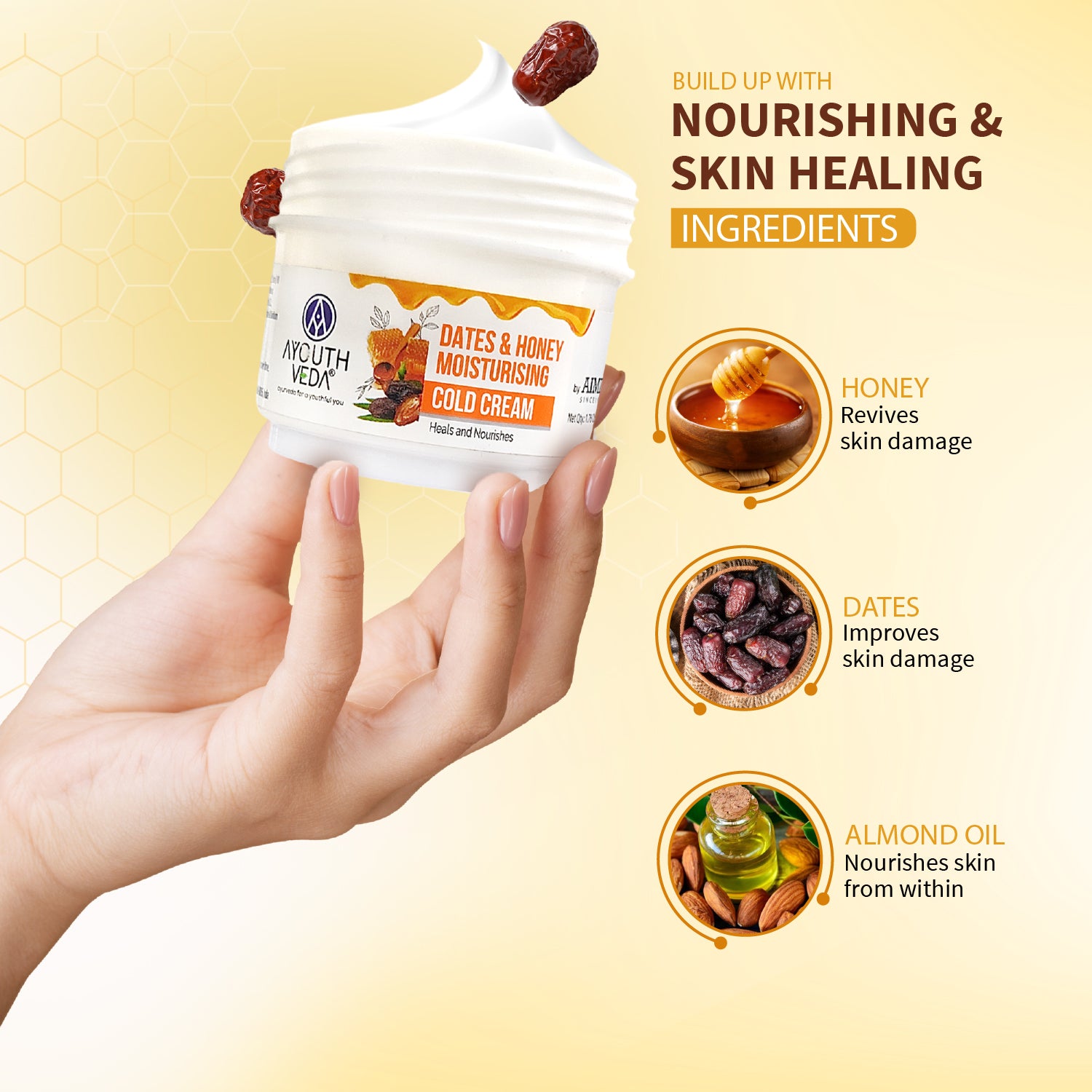Dates & Honey Moisturising Cold Cream ( Net Qty -50g) - Ayouthveda