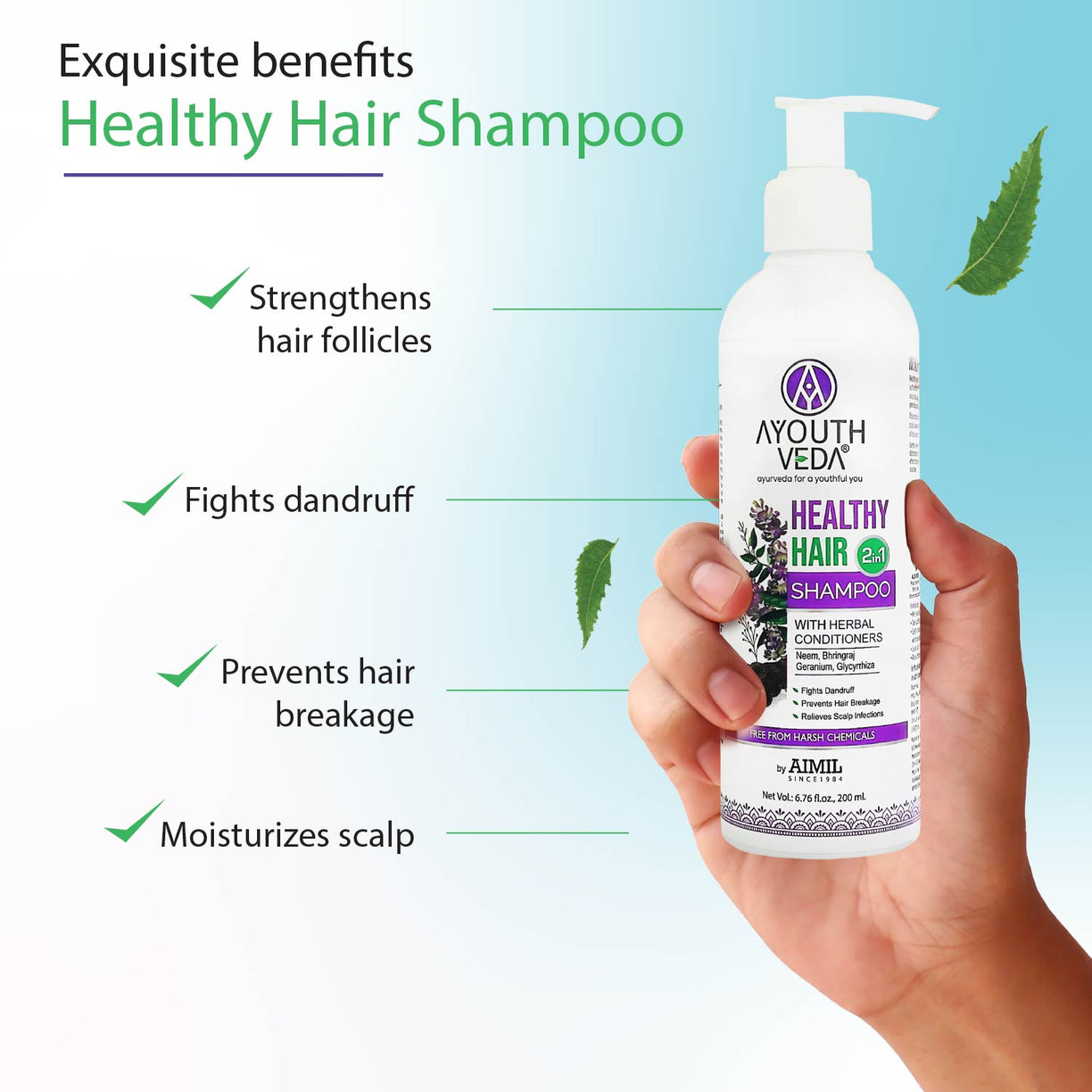 Bestseller Face, Body, Hair Combo: Charcoal Face Wash (100 ml), Aquatic Lotus Body Wash (300 ml), Healthy Hair Shampoo (200 ml) - Ayouthveda