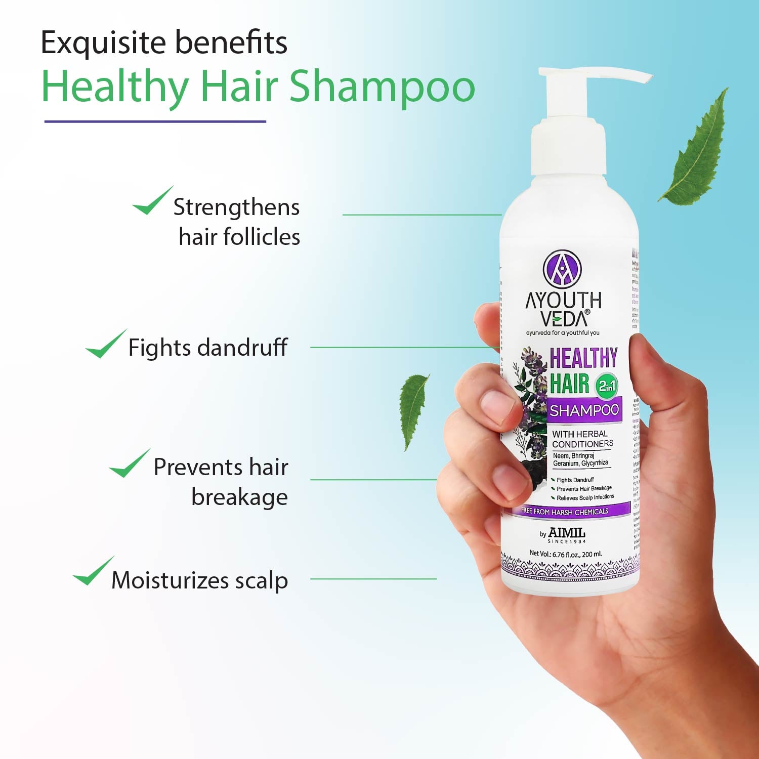 Bestseller Face, Body, Hair Combo: Charcoal Face Wash (100 ml), Aquatic Lotus Body Wash (300 ml), Healthy Hair Shampoo (200 ml) - Ayouthveda